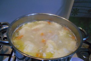 Supa de gaina, cu galuste de gris