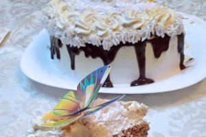 Desert tort duo, cu nuci, cacao si crema de lamaie