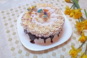 Desert tort duo, cu nuci, cacao si crema de lamaie