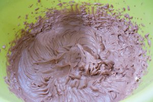 Desert tort cu crema de ciocolata si crema de fructe de padure cu indulcitor