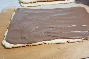 Desert prajitura cu foi si crema de ciocolata cu alune