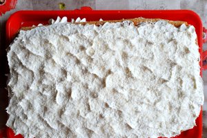 Desert prajitura cu nuca de cocos si crema cu ciocolata alba si lapte condensat (Raffaello)