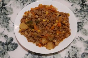 Mancare cu carne tocata si legume