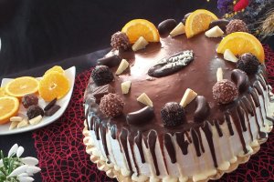 Desert tort cu crema de portocale si mousse de cioocolata