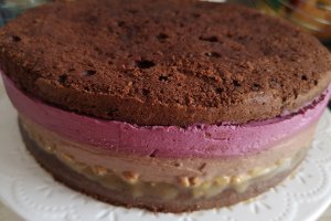 Desert tort cu ciocolata, mure si dantela de ciocolata