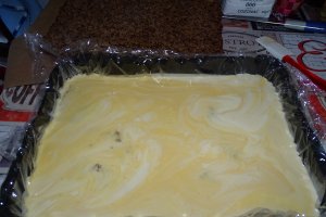 Desert prajitura cu banane si piersici