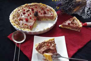 Desert tarta cu ciocolata si banane