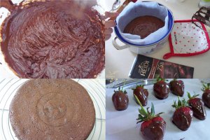 Desert tort de ciocolata, cu frisca si capsuni