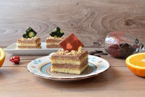 Desert prajitura cu crema de ciocolata si orange curd