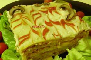 Lasagna cu pui si ciuperci