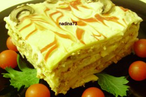 Lasagna cu pui si ciuperci