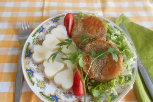 Cascaval pane la cuptor, cu cartofi natur