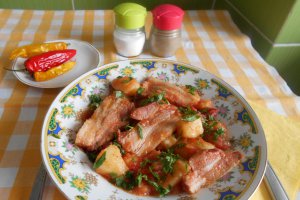 Mancarica de cartofi, cu piept afumat de porc