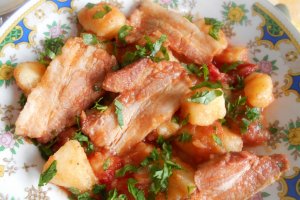 Mancarica de cartofi, cu piept afumat de porc
