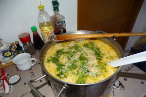 Ciorba pe pui cu fasole fideluta si dovlecel