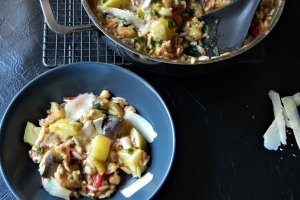 Risoni cu legume si parmezan