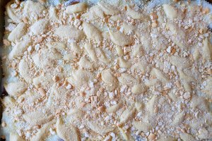 Desert prajitura cu prune, crema de lapte si biscuiti