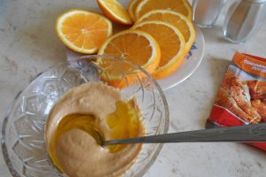 Piept de pui cu mustar si portocale, la punga