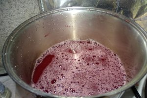 Peltea din piersici rosii si gutui
