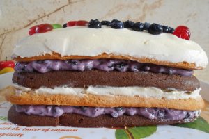 Desert tort cu crema de mascarpone cu frisca si afine