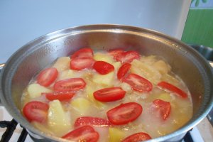 Tocanita de cartofi, cu ardei copti