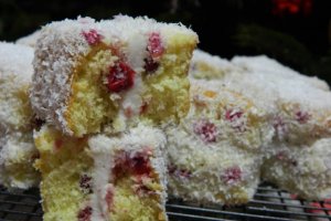 Desert Lamington cu merisoare si cocos