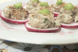 Salata de vinete cu mustar si ridichi rosii