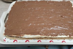 Desert prajitura cu foi din albusuri si crema de ciocolata