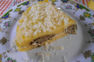 Mamaliga in straturi, cu ficatei de pui si branzeturi