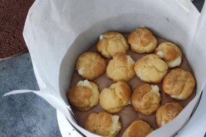 Desert tort profiterol cu ciocolata si portocale