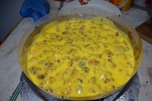 Desert cu ciocolata, zmeura si caise