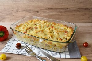 Paste gratinate cu ton si mozzarella