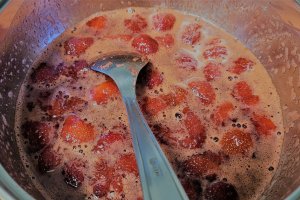 Desert tort cu crema de ciocolata, capsuni si fructe