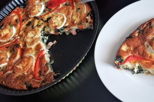 Aperitiv tarta quiche cu spanac si branza de capra (fara aluat)