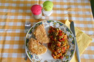 Mancare de mazare, cu cascaval pane