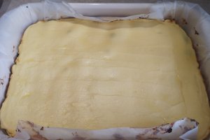 Desert prajitura cu blat de cacao, visine si branza