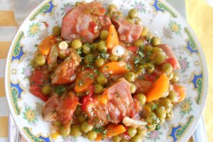 Mazare cu rasol afumat si legume, la tigaie