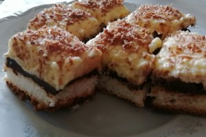 Desert prajitura cu blat din cocos si crema de vanilie
