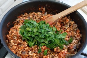 Reteta de lasagna cu carne de curcan, ciuperci si spanac