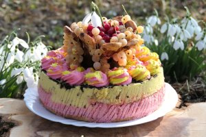 Reteta de tort cu coacaze rosii si albe