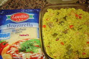 Ciuperci gratinate cu orez si mozzarella