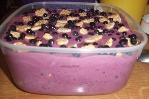 Tort de biscuiti cu crema de branza si afine
