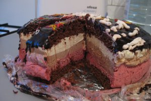 Tort cu mousse de fructe de padure si ciocolata